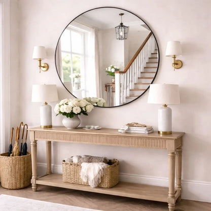 Rei - Extra Large Round Black Metal Circle Mirror - 120cm x 120cm