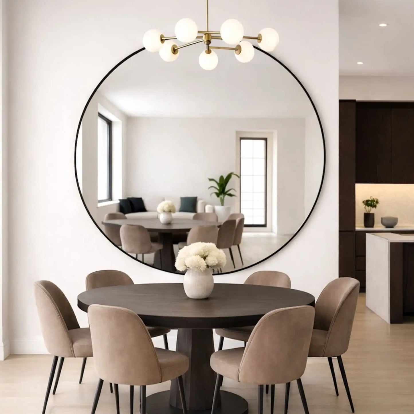 Rei - Extra Large Round Black Metal Circle Mirror - 150cm x 150cm