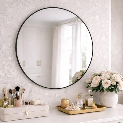 Rei - Round Black Metal Circle Mirror - 70cm x 70cm