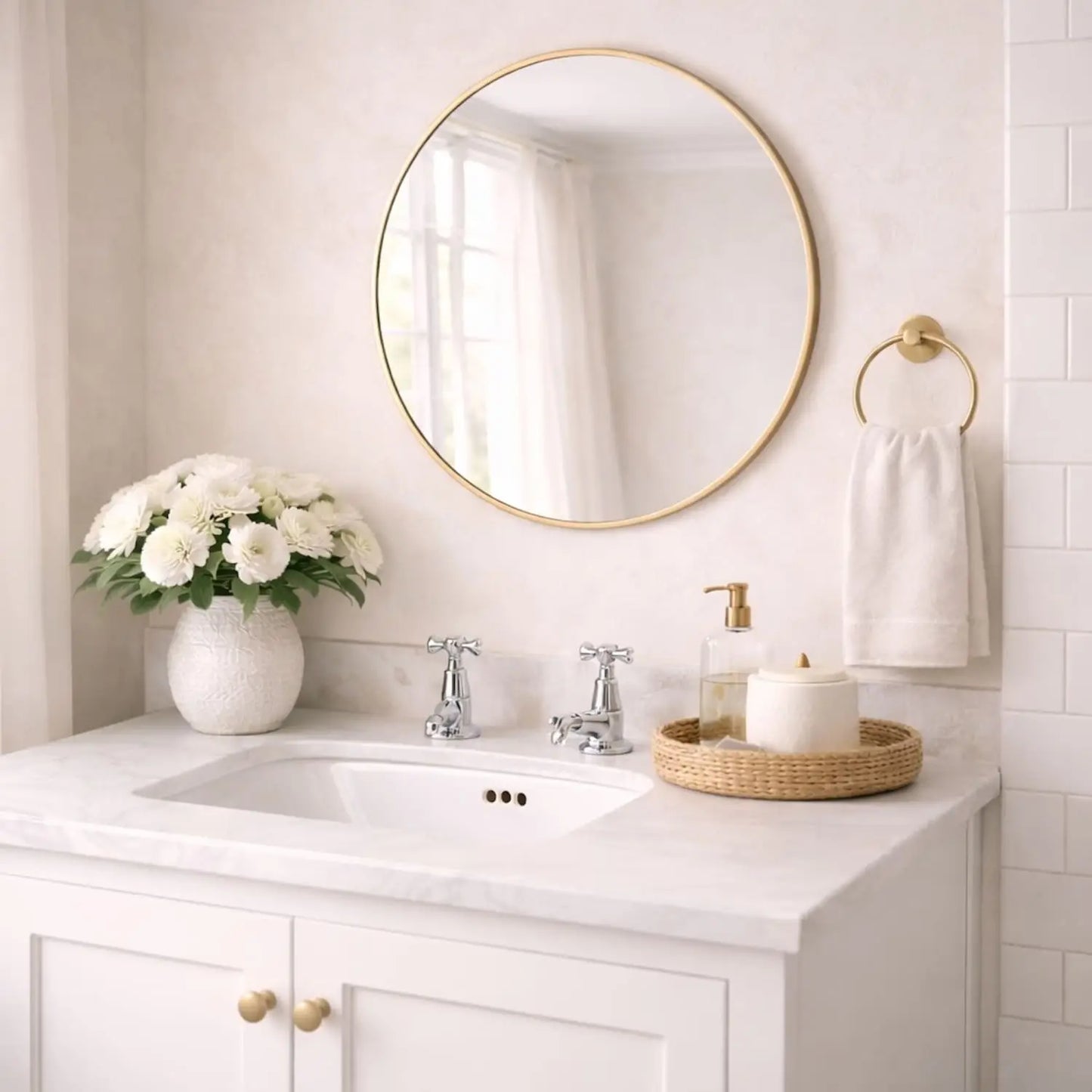 Rei - Round Gold Metal Circle Mirror - 50cm x 50cm