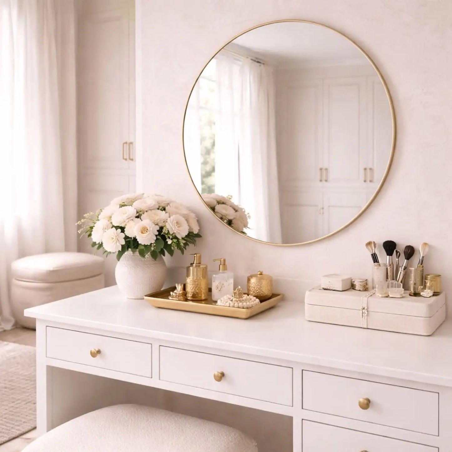 Rei - Round Gold Metal Circle Mirror - 70cm x 70cm