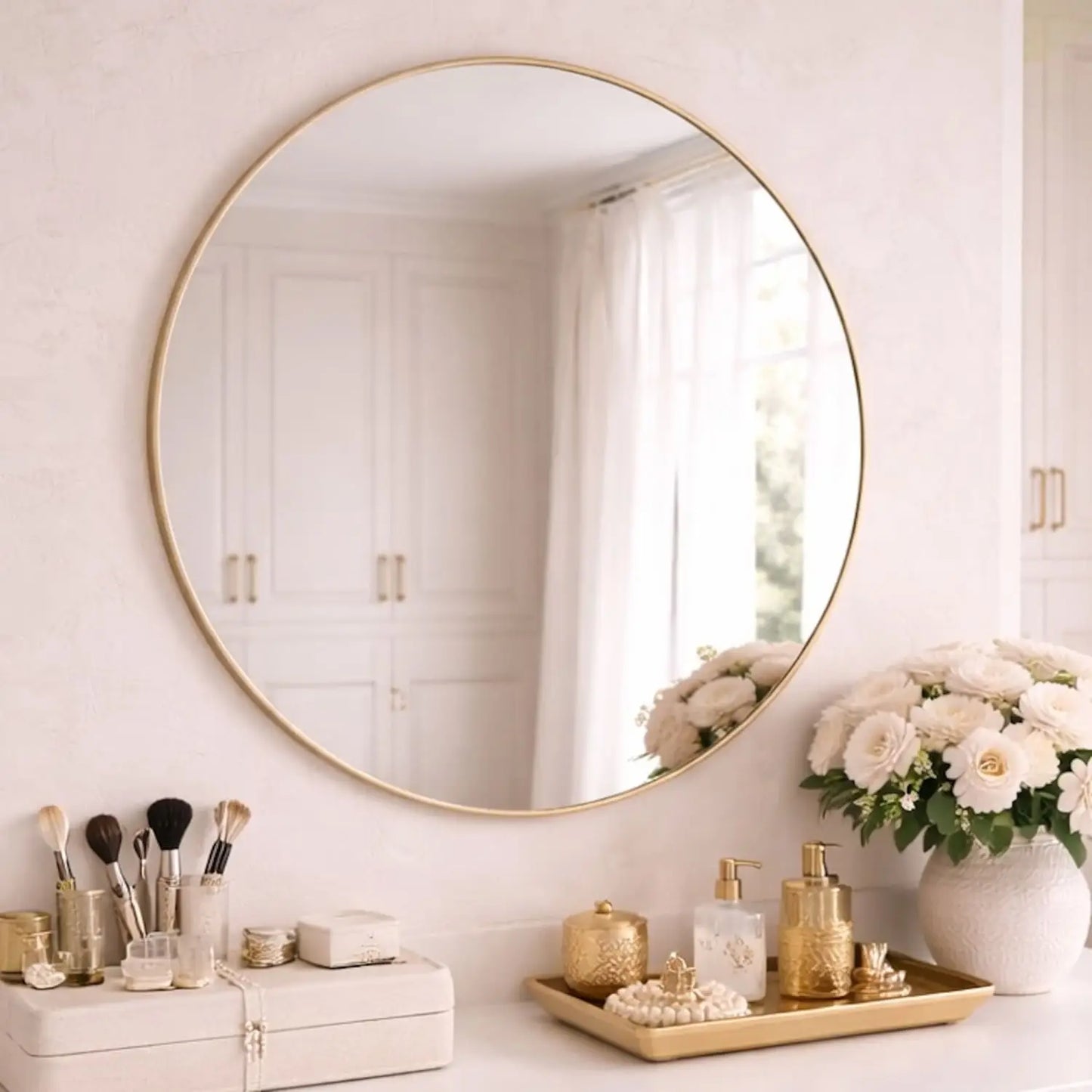 Rei - Round Gold Metal Circle Mirror - 70cm x 70cm