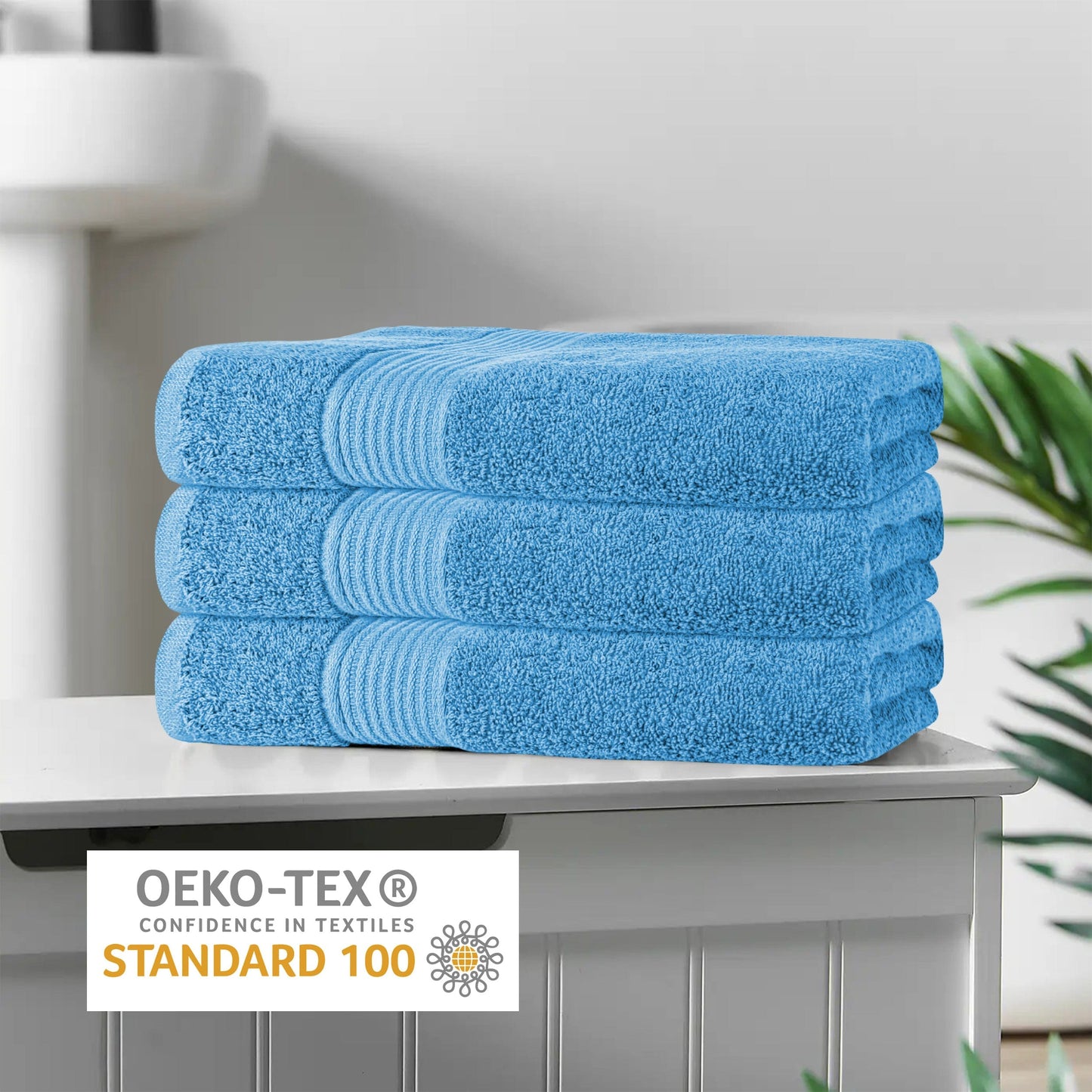 Rhodes Towel Aqua 100% Cotton Hotel Quality Soft Super Absorbent Hand Bath Towels Sheets & Face Cloths by OLIVIA ROCCO