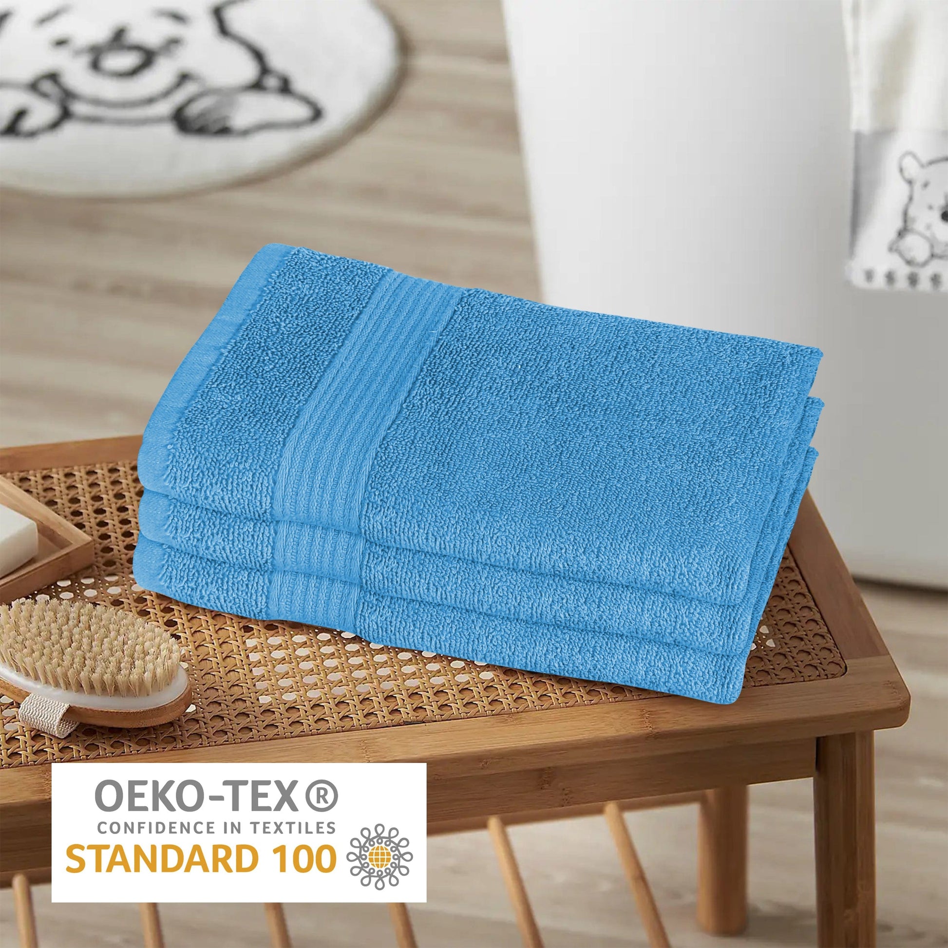 Rhodes Towel Aqua 100% Cotton Hotel Quality Soft Super Absorbent Hand Bath Towels Sheets & Face Cloths by OLIVIA ROCCO