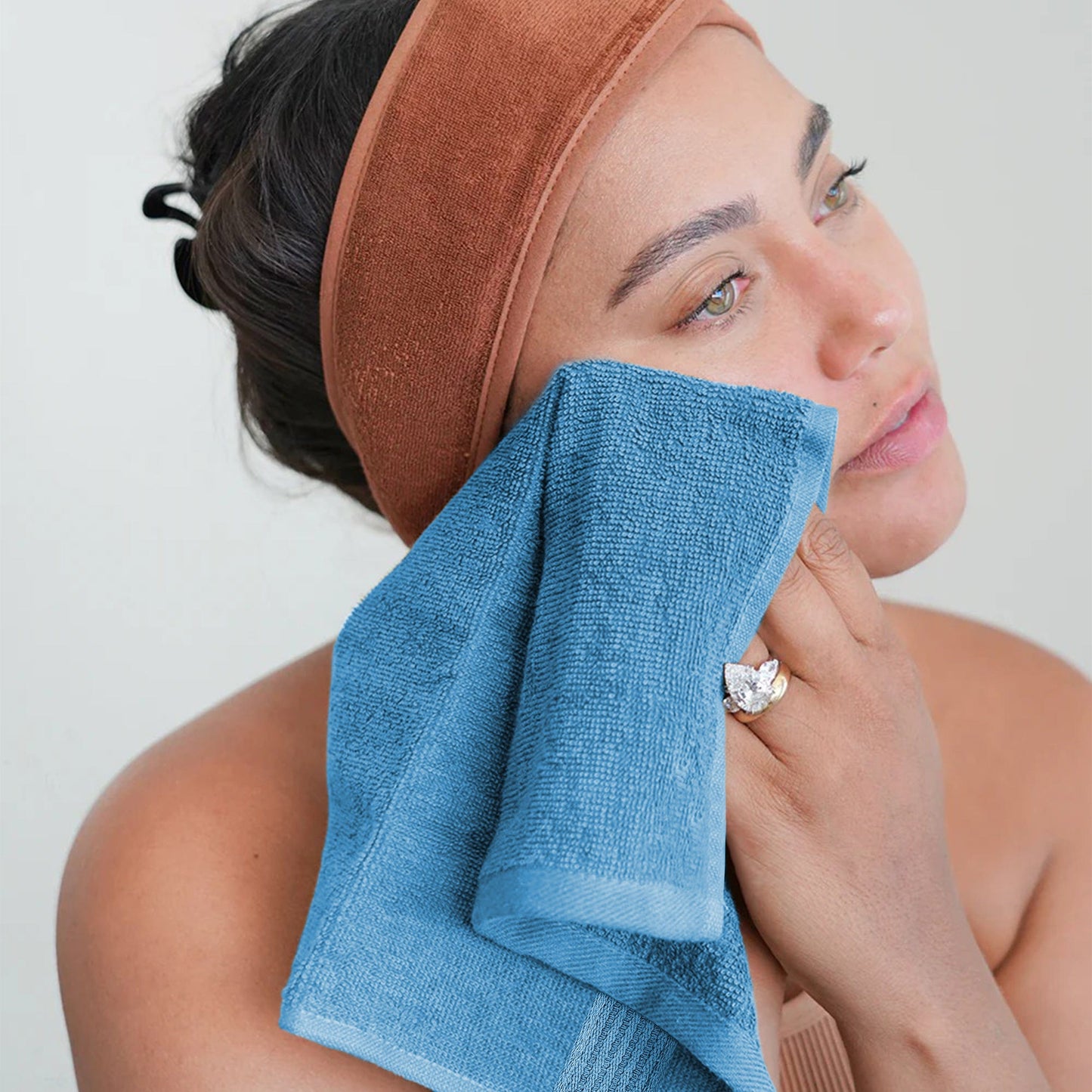 Rhodes Towel Aqua 100% Cotton Hotel Quality Soft Super Absorbent Hand Bath Towels Sheets & Face Cloths by OLIVIA ROCCO