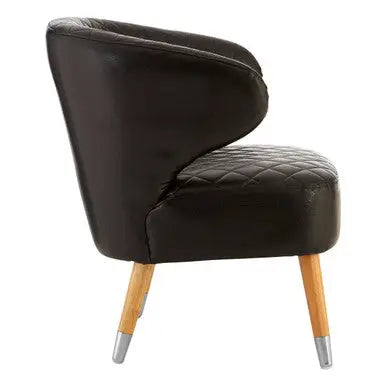Richy Black Leather Effect Accent Chair with Wingback Design