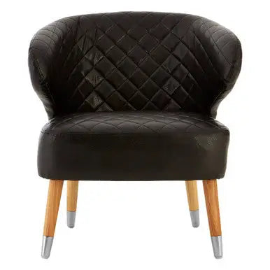 Richy Black Leather Effect Accent Chair with Wingback Design