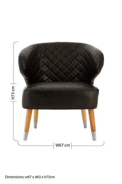 Richy Black Leather Effect Accent Chair with Wingback Design