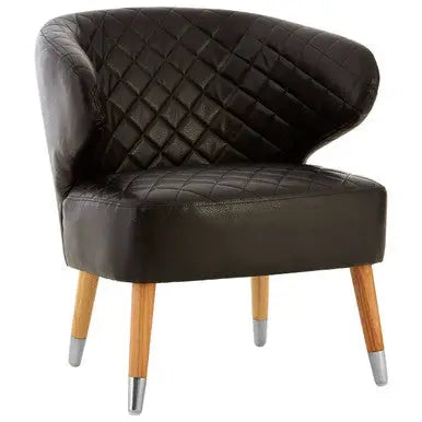 Richy Black Leather Effect Quilted Wingback Accent Chair