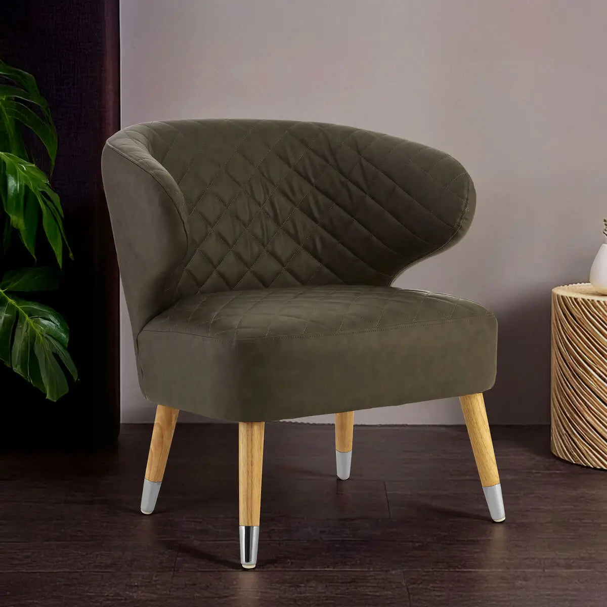Richy Brown Leather Effect Accent Chair