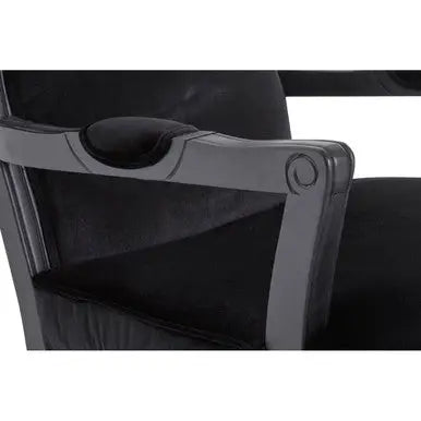 Rococo Black Shiny Velvet Chair And Footstool
