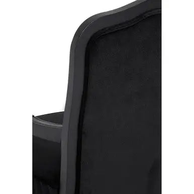 Rococo Black Velvet Chair and Footstool with Carved Hardwood Frame