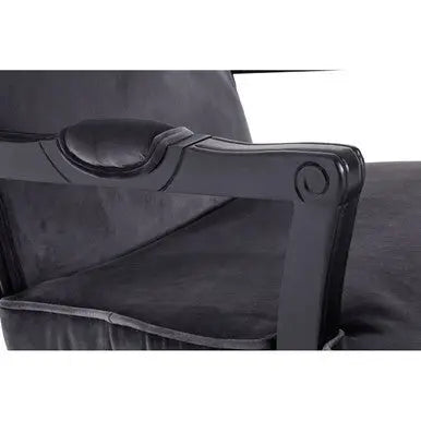 Rococo Grey Velvet Chair and Footstool Set