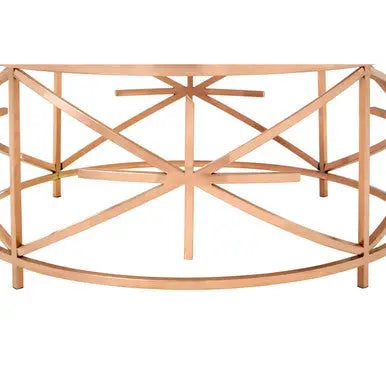 Rose Gold Finish Stainless Steel Frame Coffee Table with Black Marble Top, Alvaro