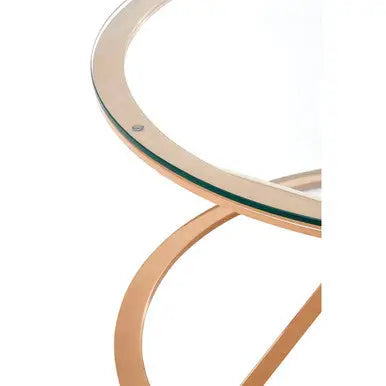 Rose Gold Stainless Steel Base Round Coffee Table with Tempered Glass Top, Allure