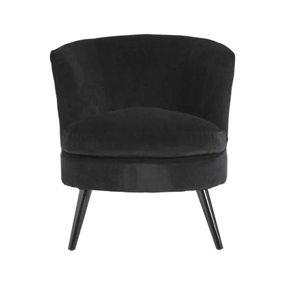 Round Black Cotton Velvet Armchair | Plush