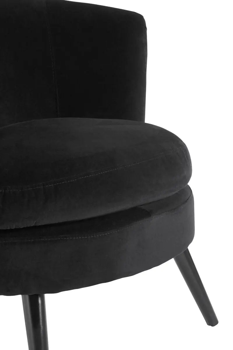 Round Black Cotton Velvet Armchair | Plush