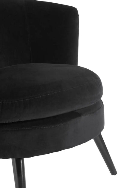 Round Black Cotton Velvet Armchair | Plush