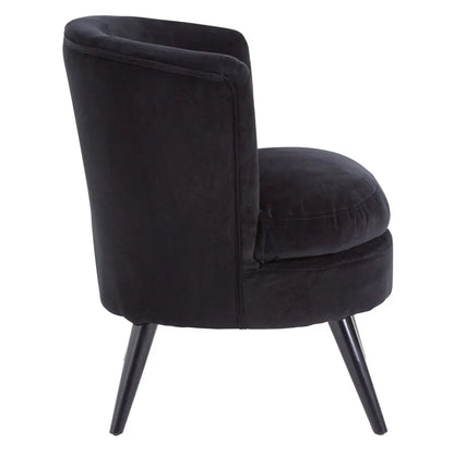 Round Black Cotton Velvet Armchair | Plush