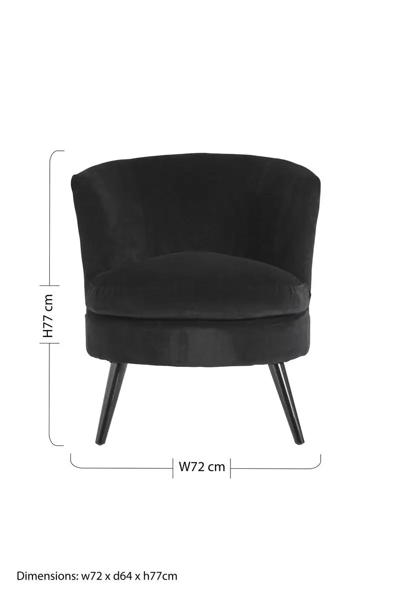 Round Black Cotton Velvet Armchair | Plush