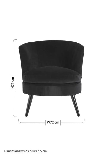 Round Black Cotton Velvet Armchair | Plush
