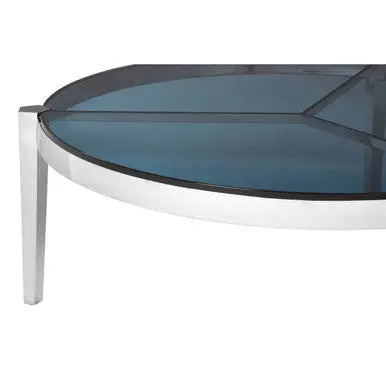 Round Coffee Table with Smoky Grey Glass Top, Piermount