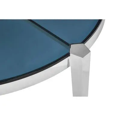 Round Coffee Table with Smoky Grey Glass Top, Piermount