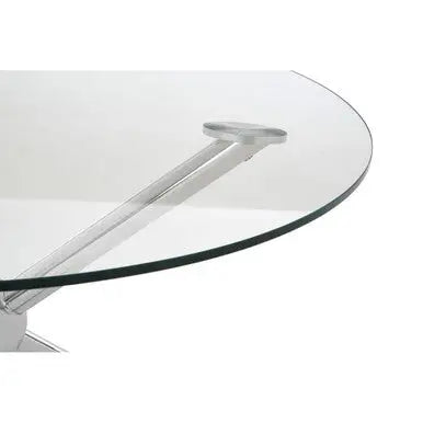 Round Silver Coffee Table with Tempered Glass Top, Novo