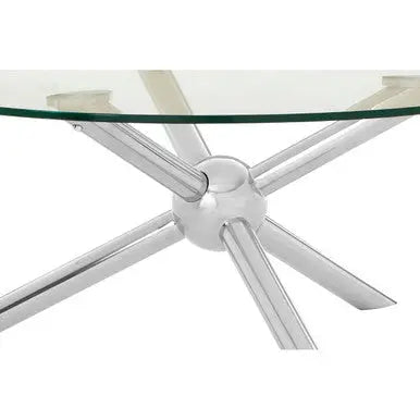 Round Silver Coffee Table with Tempered Glass Top, Novo