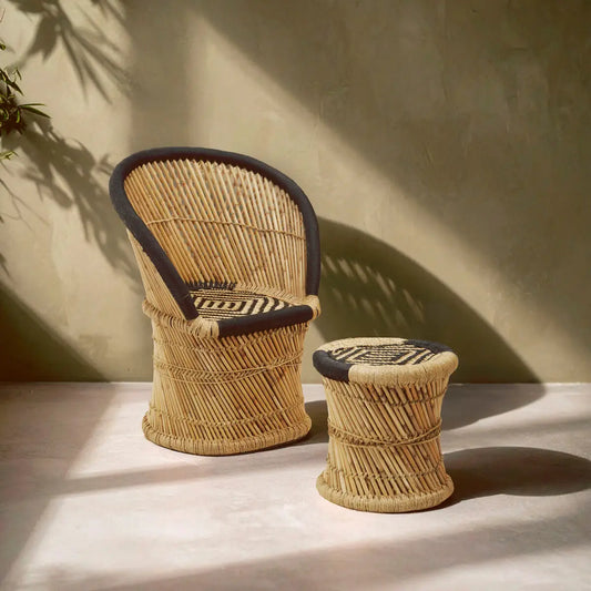 Rowan Natural And Black Chair And Stool