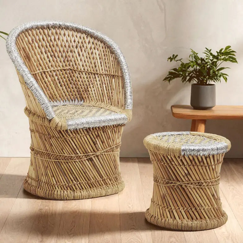 Rowan Natural And Grey Chair And Stool