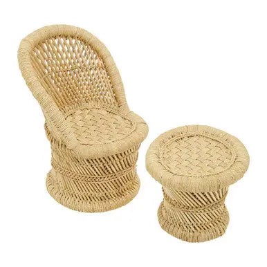 Rowan Natural Bamboo Childrens Chair and Stool Set