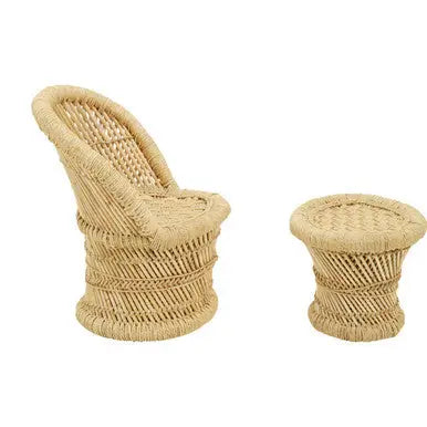 Rowan Natural Bamboo Childrens Chair and Stool Set