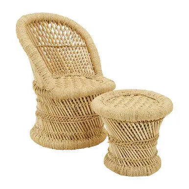 Rowan Natural Bamboo Childrens Chair and Stool Set