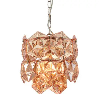 Rydello Small Multi Faceted Amber Glass Pendant Light