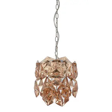 Rydello Small Multi Faceted Amber Glass Pendant Light