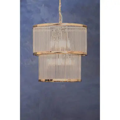 Salasco 2 Tier Nickel Finish Glass Chandelier