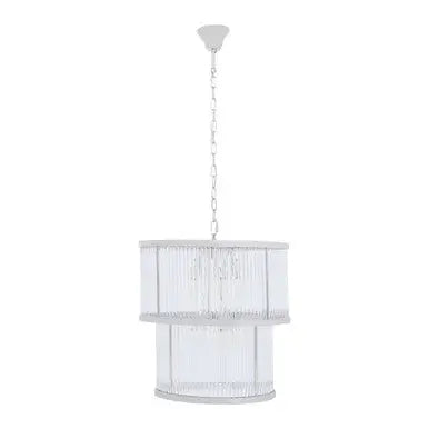 Salasco 2 Tier Nickel Finish Glass Chandelier