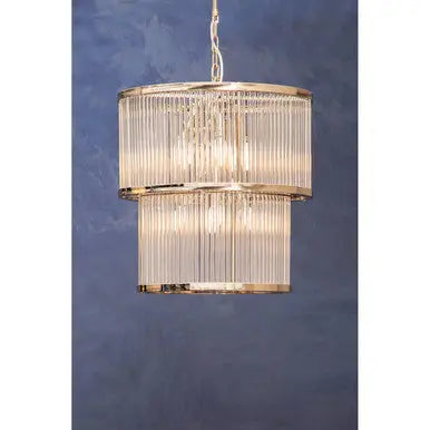 Salasco 2 Tier Nickel Finish Glass Chandelier