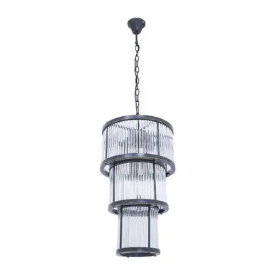 Salasco 3 Tier Black Finish Glass Chandelier