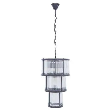Salasco 3 Tier Black Finish Glass Chandelier