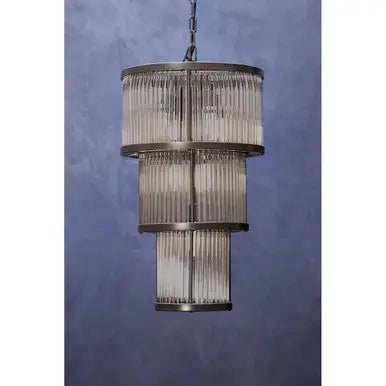 Salasco 3 Tier Black Finish Glass Chandelier