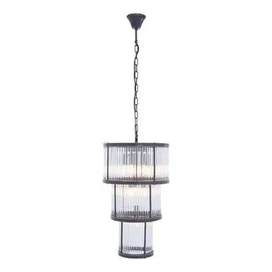 Salasco 3 Tier Black Finish Glass Chandelier