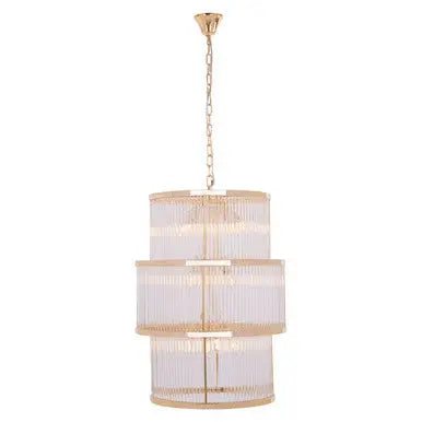 Salasco 3 Tier Gold Finish Glass Chandelier