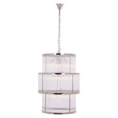 Salasco 3 Tier Nickel Finish Glass Chandelier