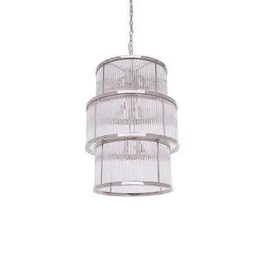 Salasco 3 Tier Nickel Finish Glass Chandelier