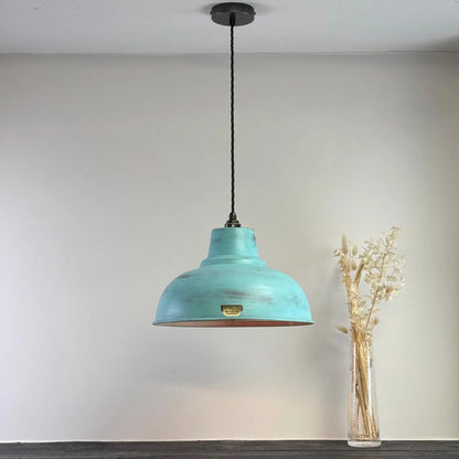 Salthouse XL Copper Verdigris Patina Lampshade Pendant Light - 14.5 Inch