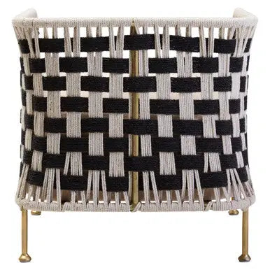 Satna Black and White Jute Chair with Curved Back
