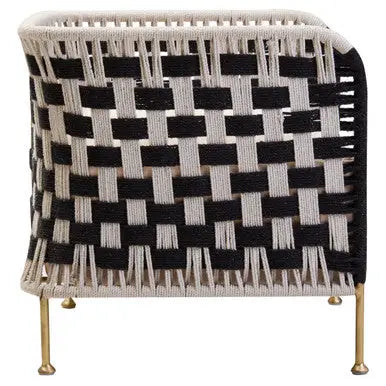 Satna Black and White Jute Chair with Curved Back