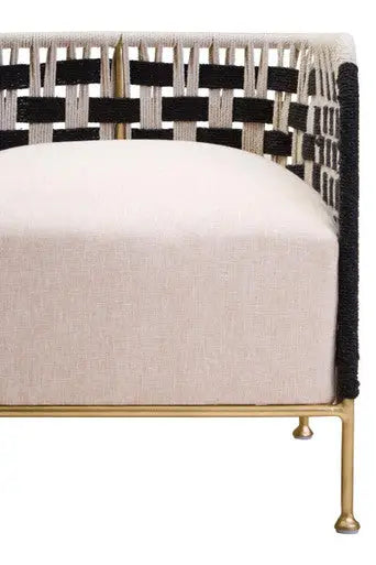 Satna Black and White Jute Chair with Curved Back